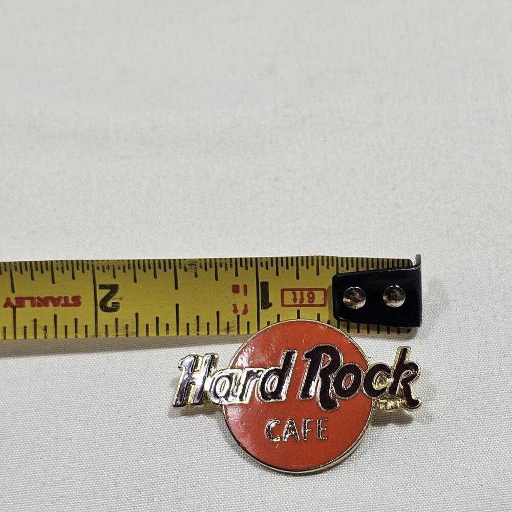 Vintage Hard Rock Cafe Hat Lapel Pin Classic Logo Staff Orange - No Location - Picture 2 of 3